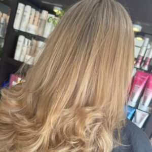 Honey bronde autumn hair colour at Spirit Hair Company High Wycombe with soft golden highlights